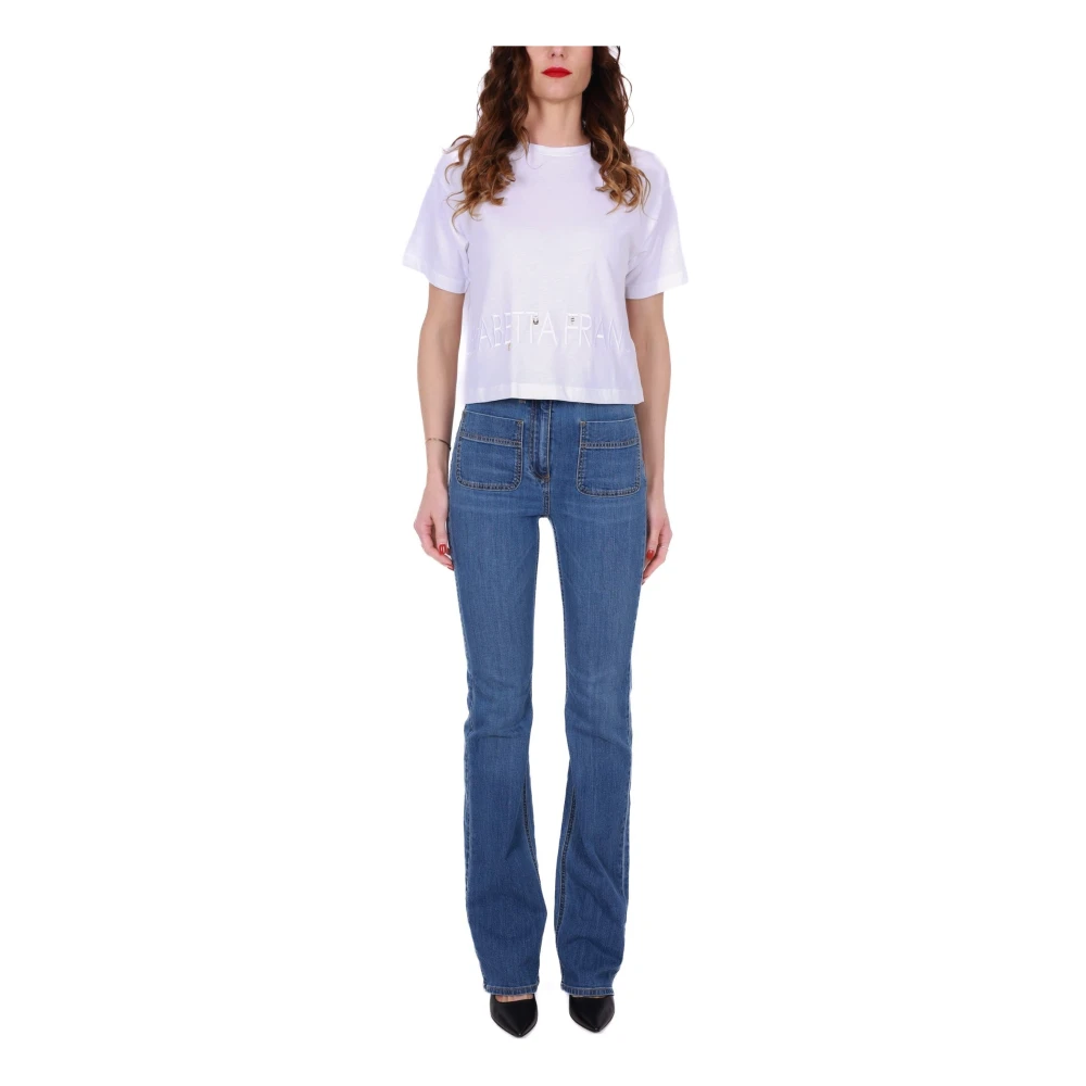 Elisabetta Franchi Rechte Pijp Denim Stretch Jeans Blauw Blue Dames