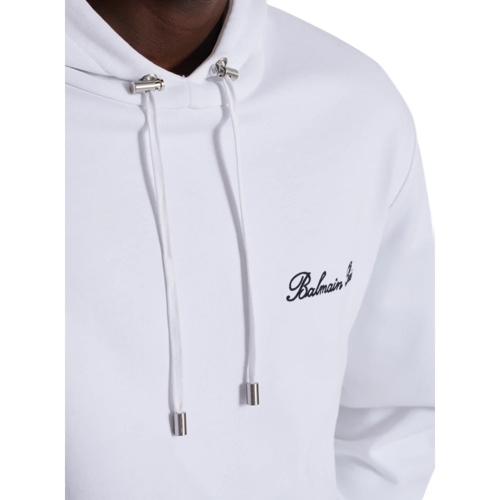 Balmain Handtekening hoodie White Heren