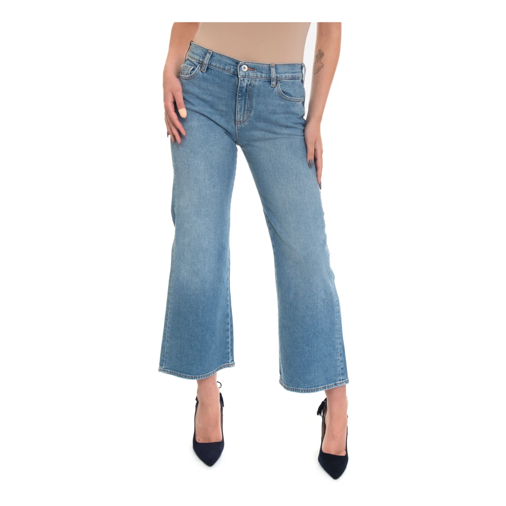 Emporio Armani Cropped wide leg denim jeans Blue Dames