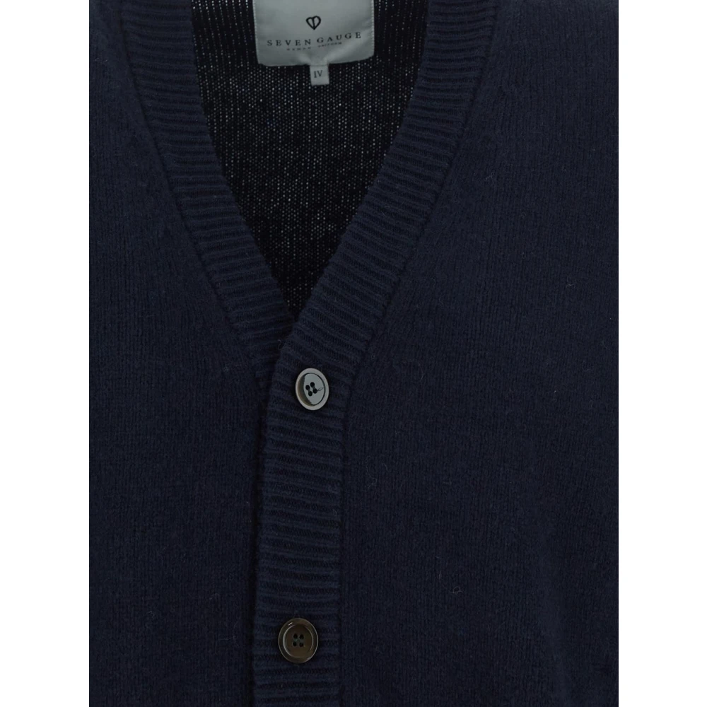 Seven Gauge Wollen Gebreide Vest Blue Heren