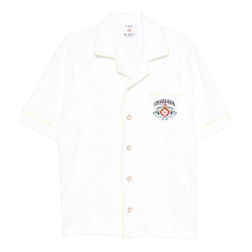 Casablanca Men's White Monogram Towelling Short Sleeve Shirt - Short Sleeve Shirts - M - Shirts