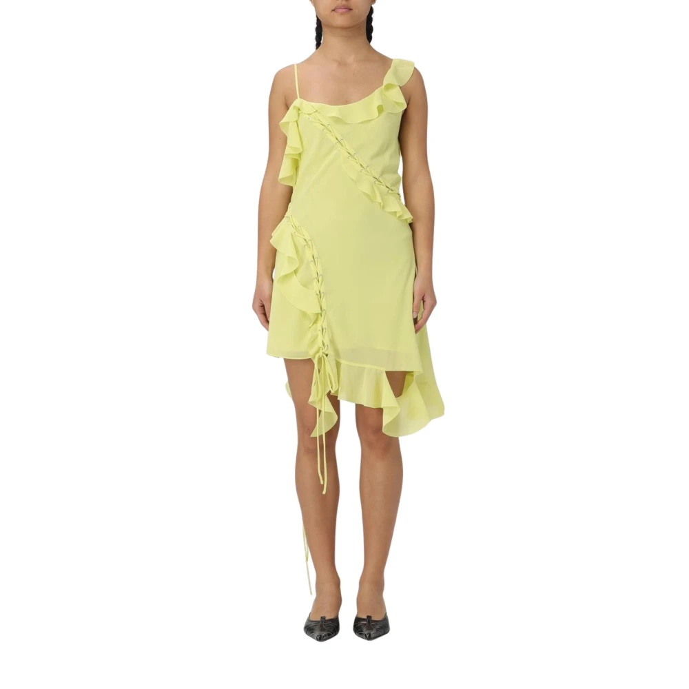 Acne Studios Yellow Summer Dresses, Female, Xs, Asymmetrical Ruffle Detail Mini Dress