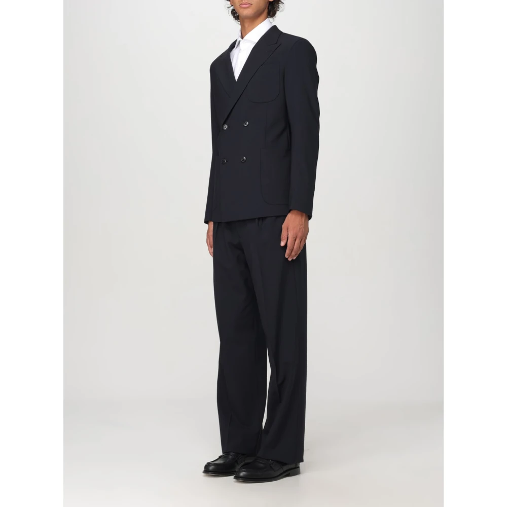 Emporio Armani Blauwe double-breasted wollen stretch jurk Blue Heren
