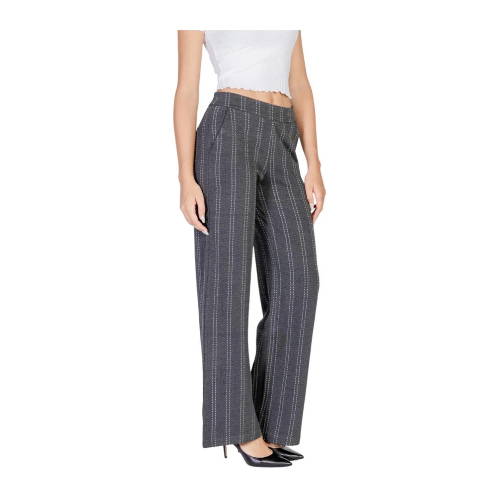 Ichi Viscose Blend Jeans & Broeken Gray Dames
