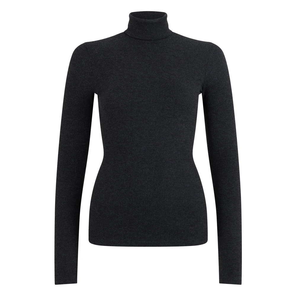Agolde Women's Black Turtleneck Jumper With Ribbing - Turtlenecks - Xs - Knitwear