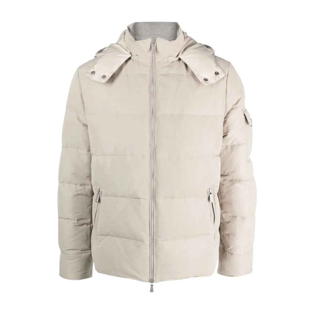Eleventy Beige Puffer & Down Jacket met capuchon Beige Heren