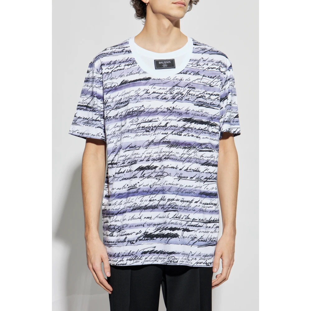 Balmain T-shirt met print White Heren