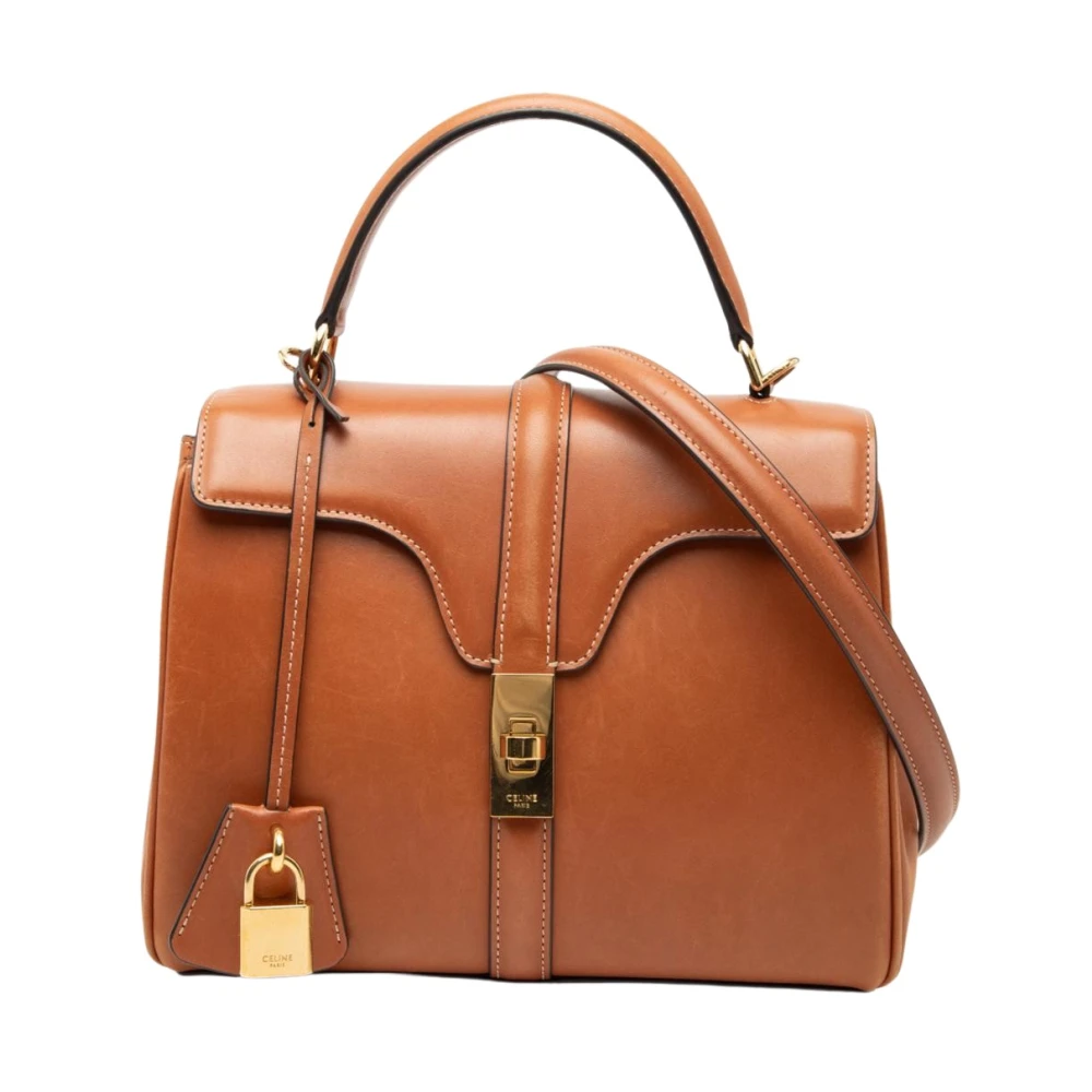 Celine Vintage Women's Brown Pre-Owned Structured Top Handle Bag