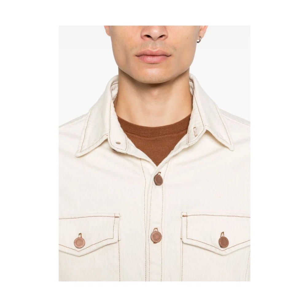 Cruna Denim Button-Up Shirt Beige Heren