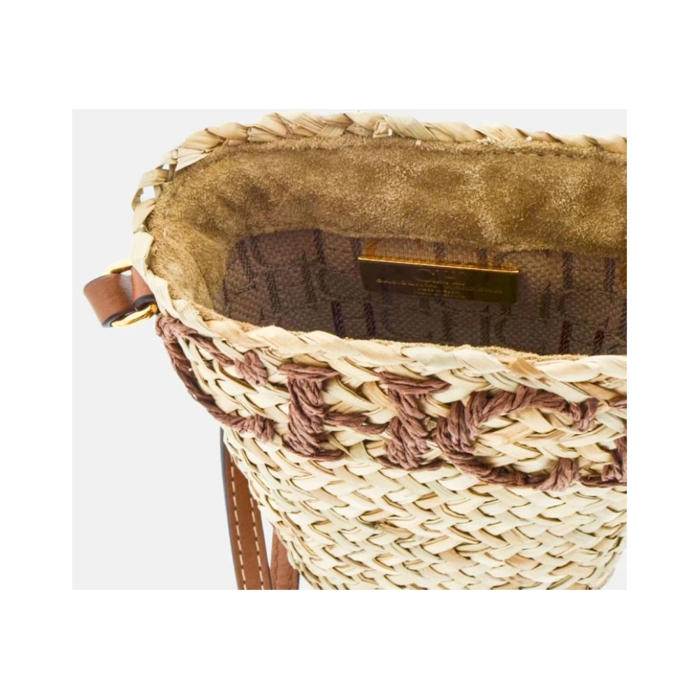 Carolina Herrera Mini Capazo Letters Bruine Tas Beige Dames