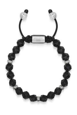 menand-39-s-sterling-silver-faceted-beaded-bracelet-with-matte-black-onyx