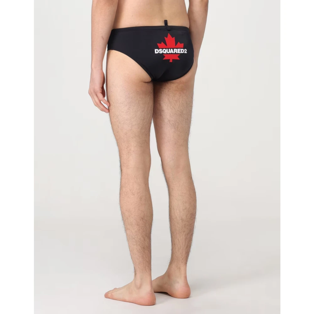 Dsquared2 Maple Leaf Logo Swim Briefs Black Heren