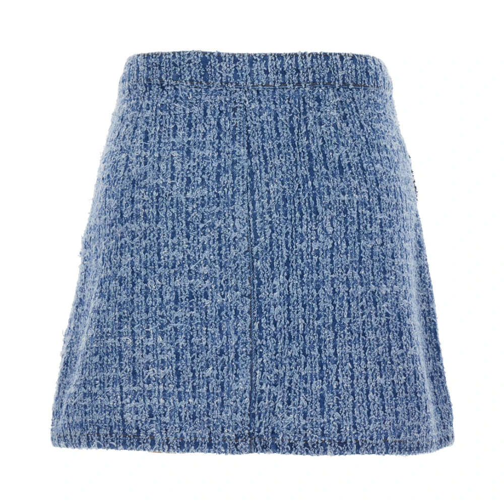 Self Portrait Gestructureerde Denim Mini Rok Blue Dames