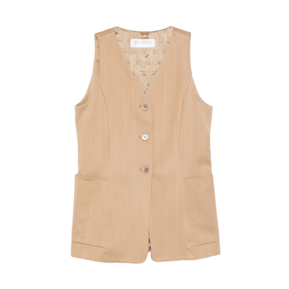 Max Mara , Waistcoats, Female, Beige, M, Gilet Falla