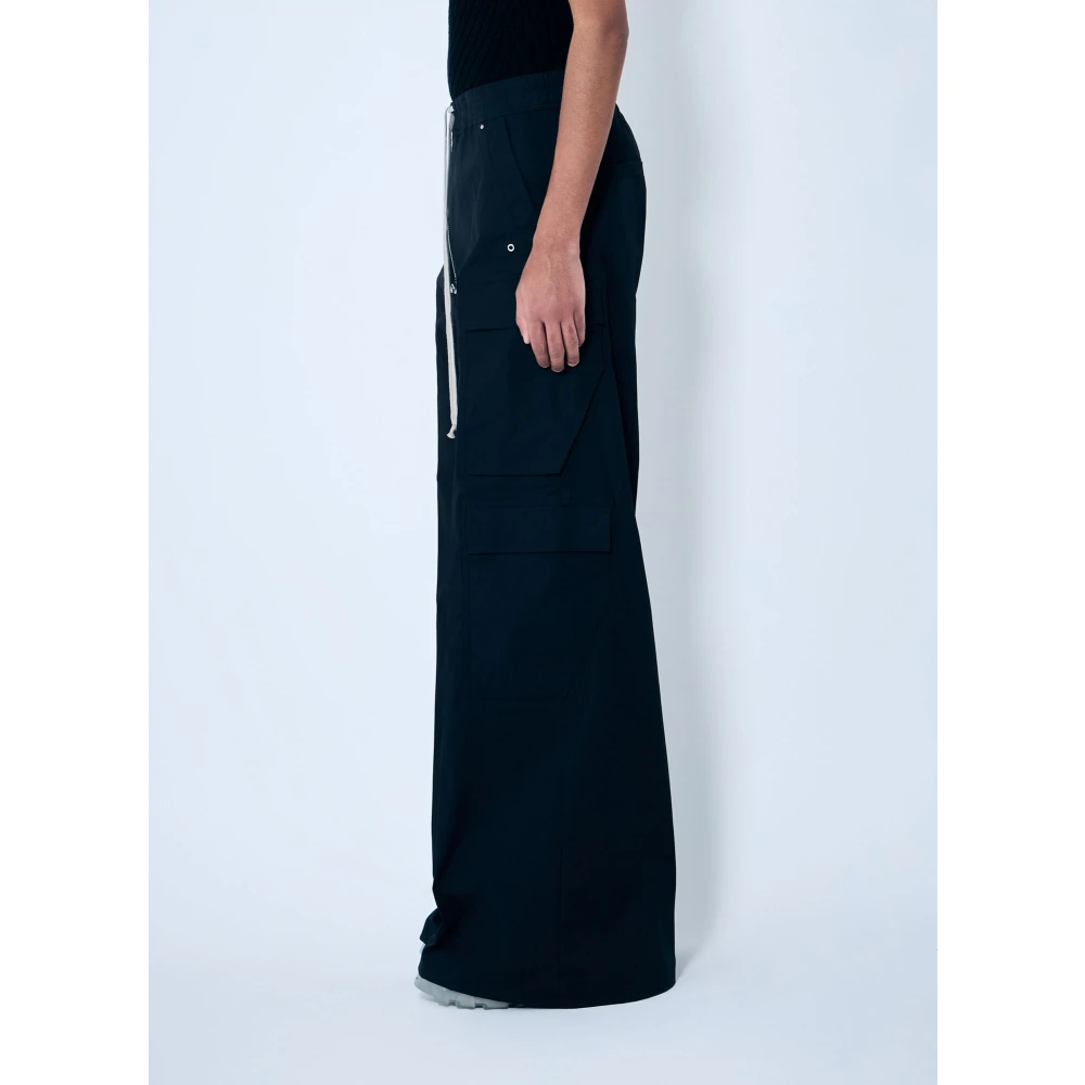 Rick Owens Wijde Cargobroek Black Heren