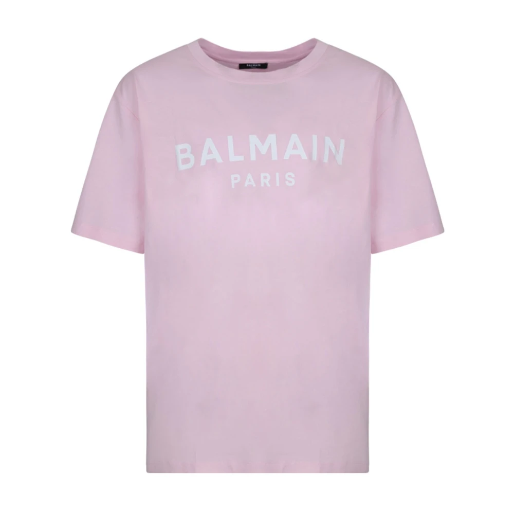 Balmain Roze Logo Print T-Shirt Pink