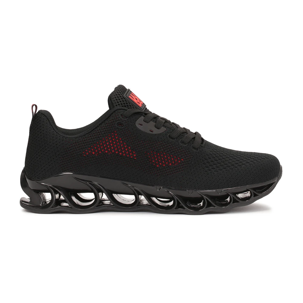 Kazar Lichtgewicht Zwarte Mesh Sneakers Heren Schoenen
