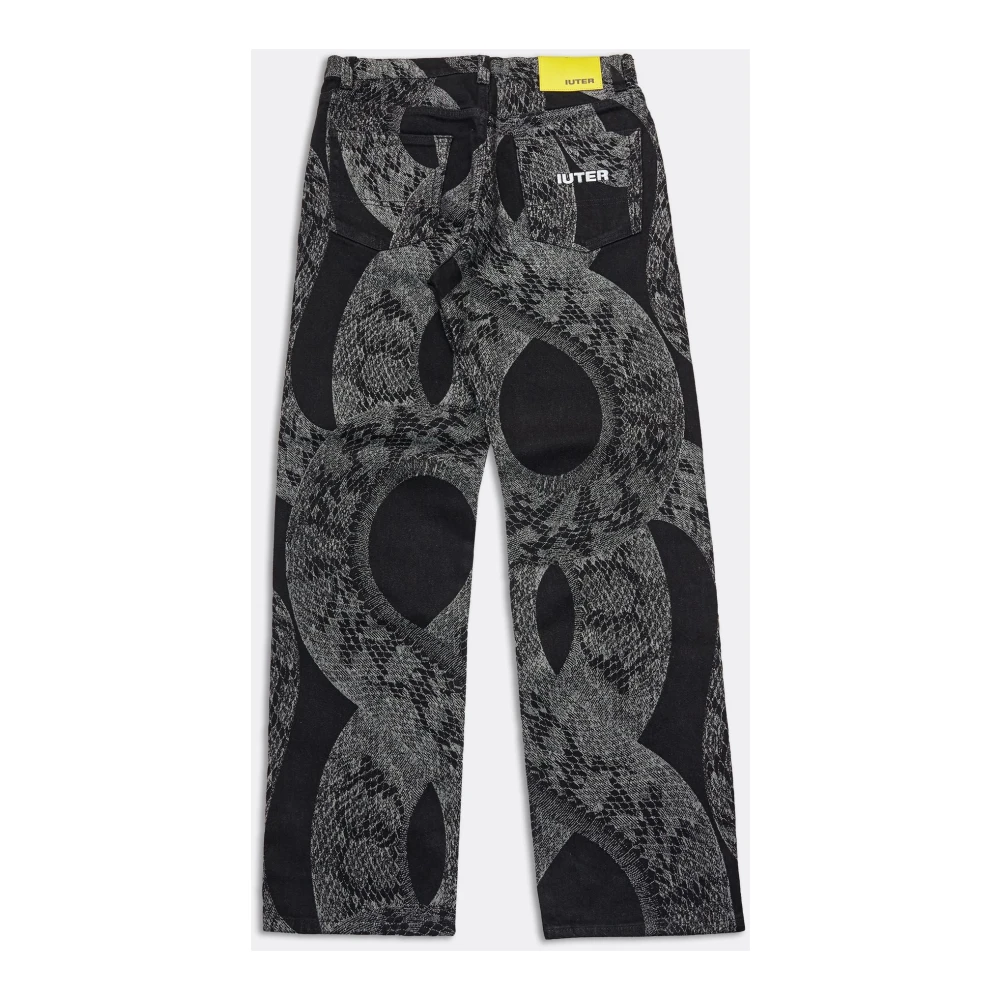 Iuter Slang Jacquard Losse Denim Jeans Gray Heren