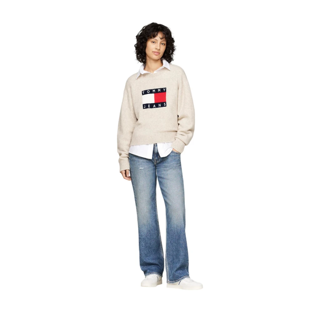 Tommy Jeans Trui met ronde hals Beige Dames