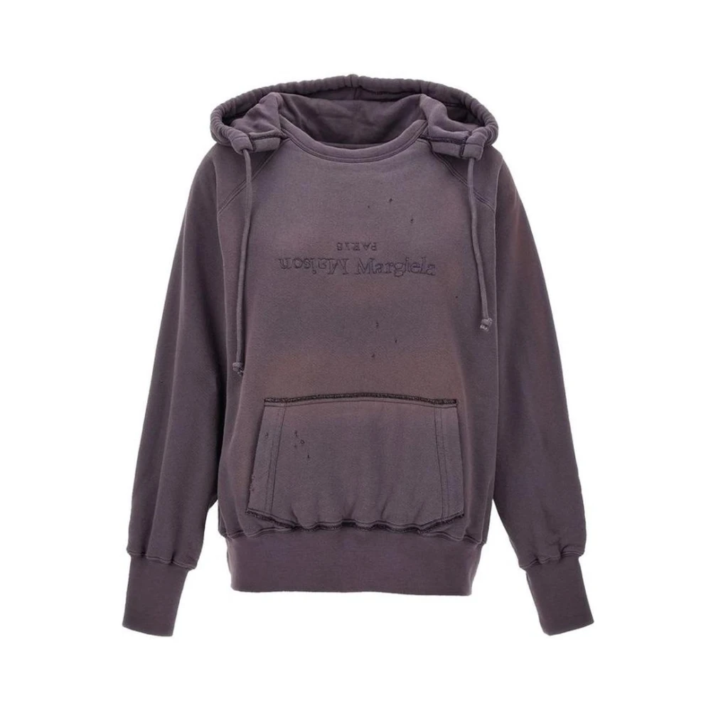 Maison Margiela Lila Cotton Sweatshirt Med Grafiskt Tryck