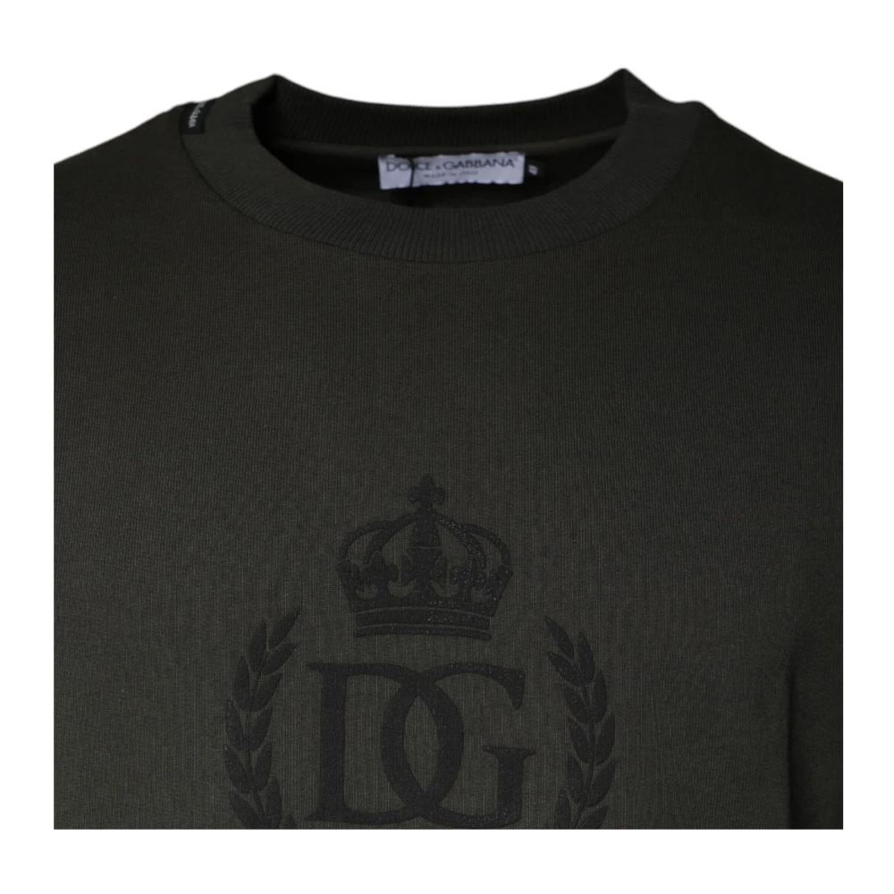 Dolce & Gabbana Logo Detail Katoenen Pullover Trui Green Heren