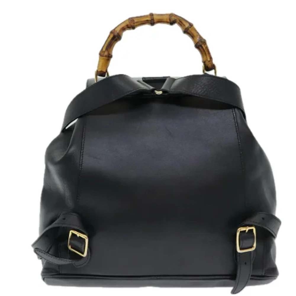 Gucci Vintage Pre-owned Leather backpacks Black Dames