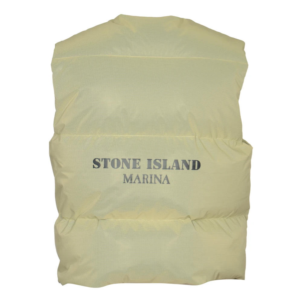 Stone Island Witte Puffer Vest Mouwloze Jassen Green Heren