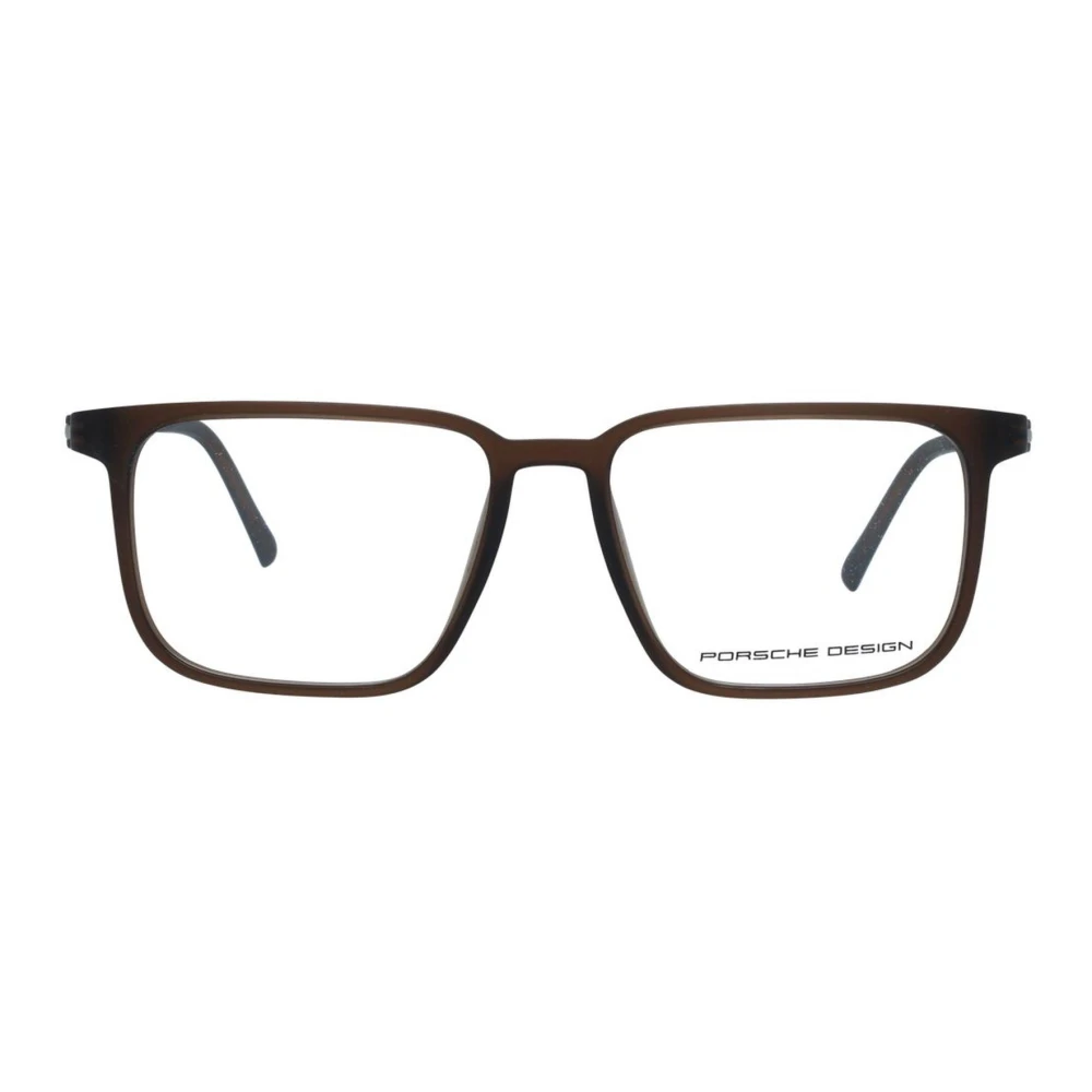 Porsche Design Bruine Vierkante Optische Monturen met Merkhoes Brown Heren