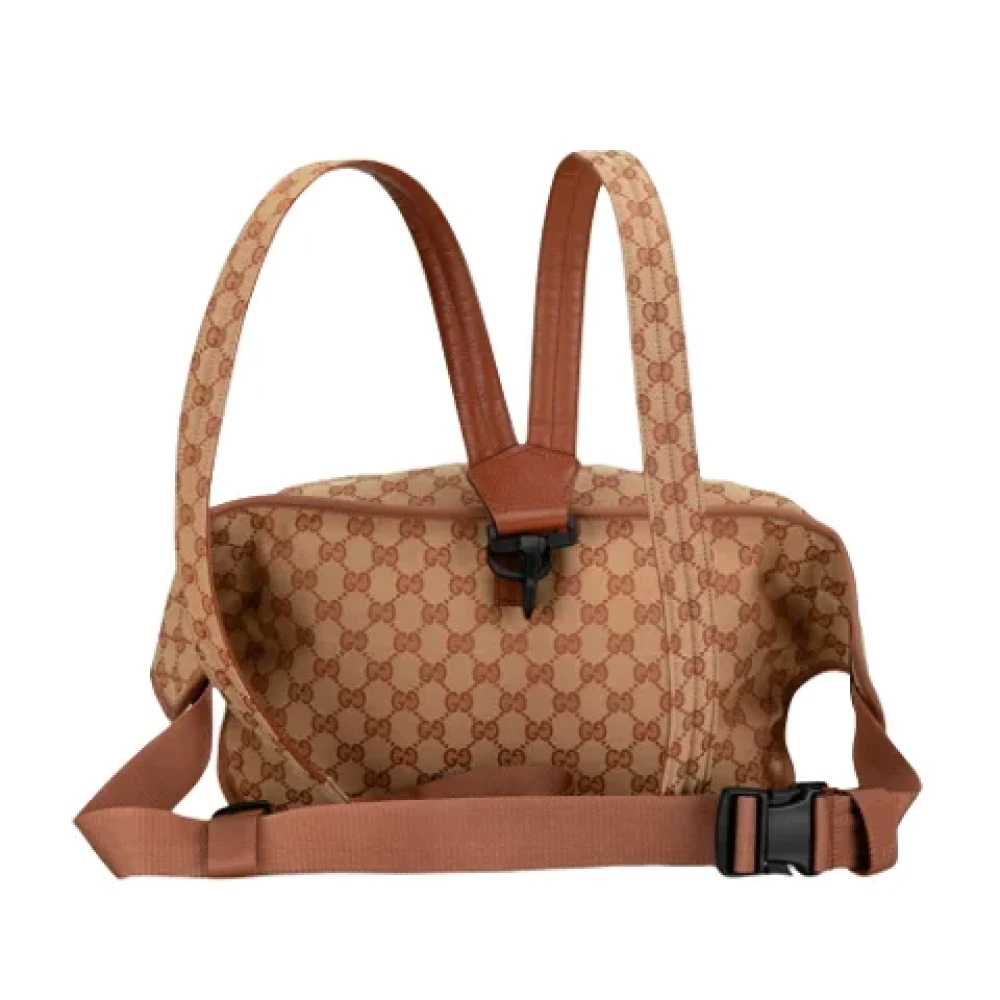 Gucci Vintage Pre-owned Canvas backpacks Beige Dames