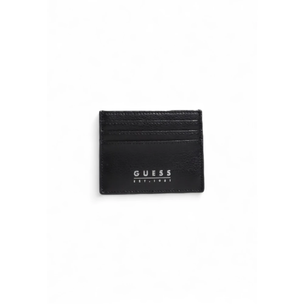 Guess Zwarte leren portemonnee met binnenzakken Black Heren
