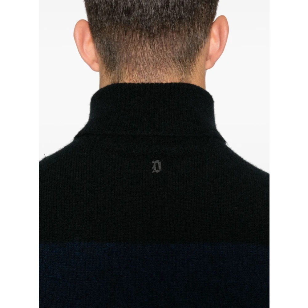 Dondup Navy Blue Striped Wool Sweater Blue Heren