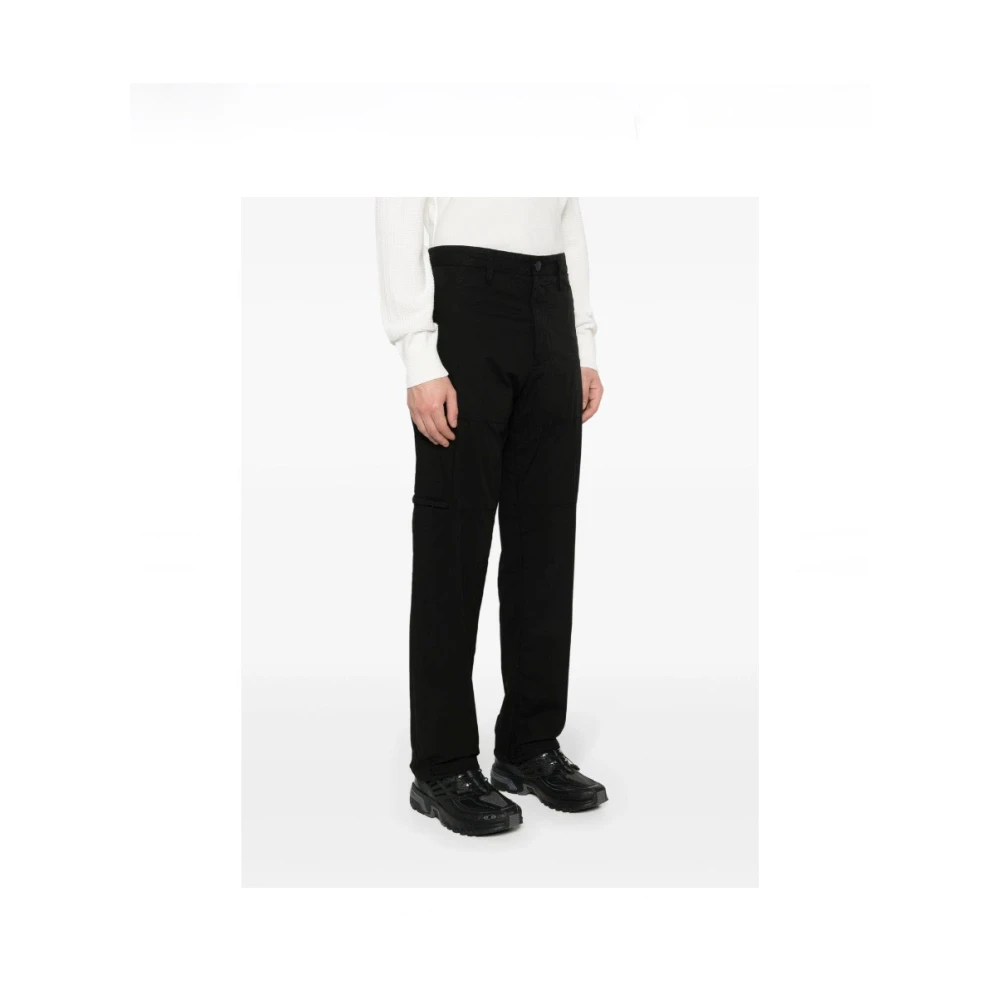 Stone Island Zwarte Cargo Broek Elastisch Katoen Black Heren