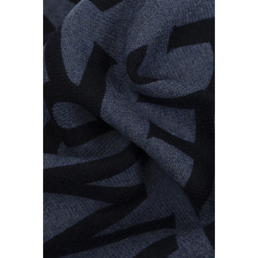 Salvatore Ferragamo Wollen sjaal met monogram Blue Heren