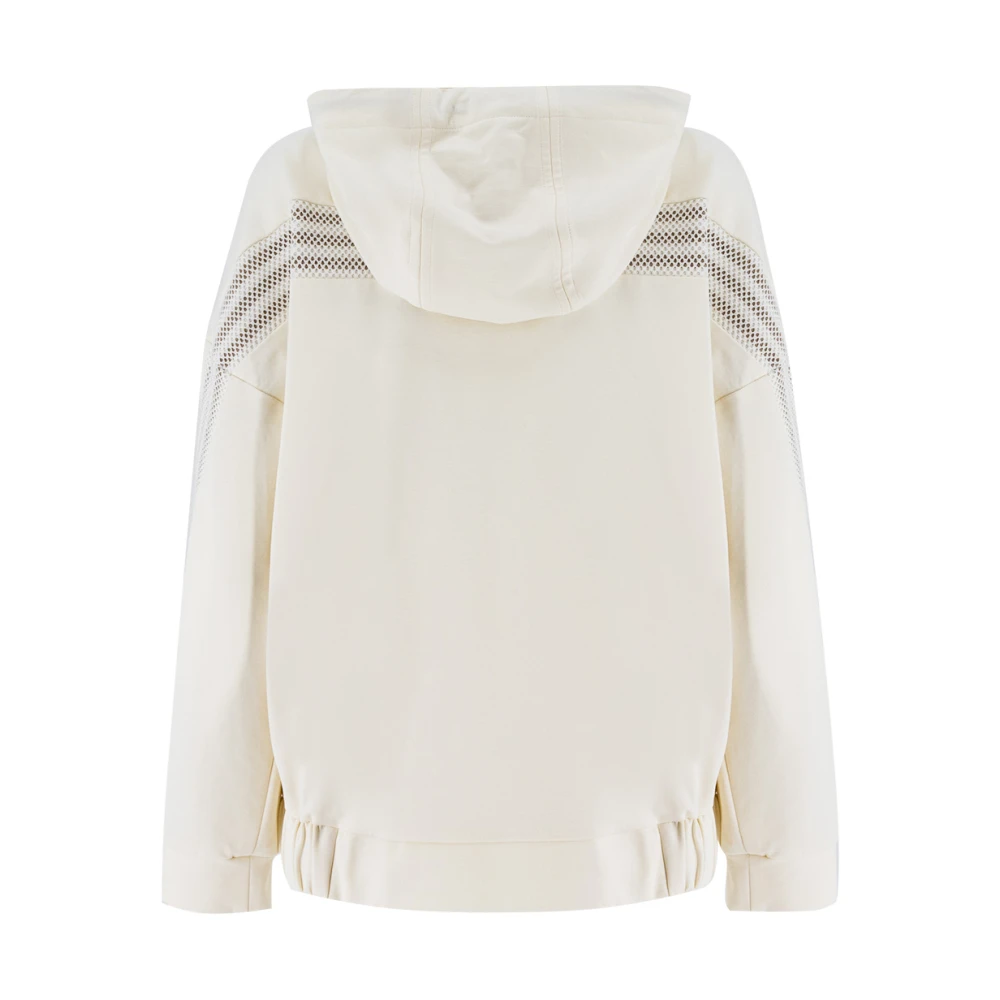 Panicale Contrast Hooded Katoenen Sweatshirt Beige Dames