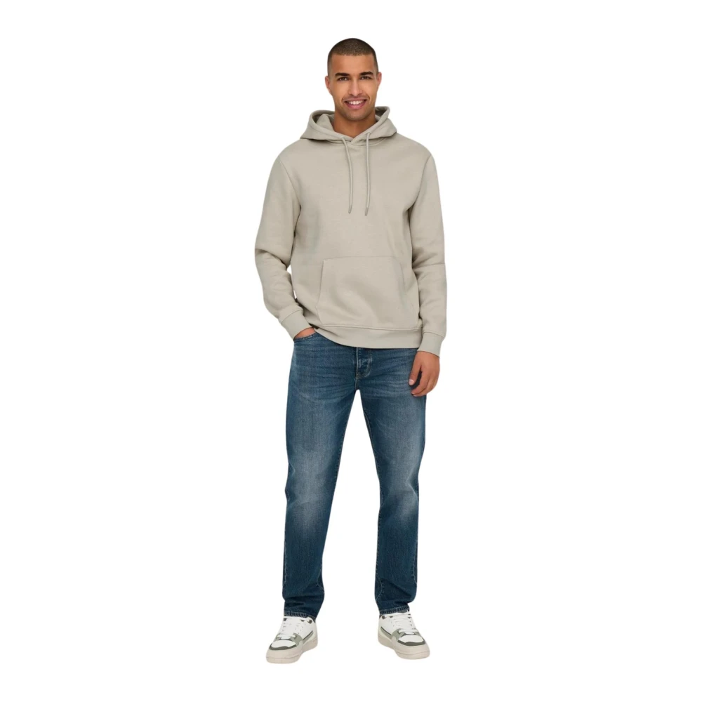 Only & Sons Casual Hoodie Sweatshirt Gray Heren
