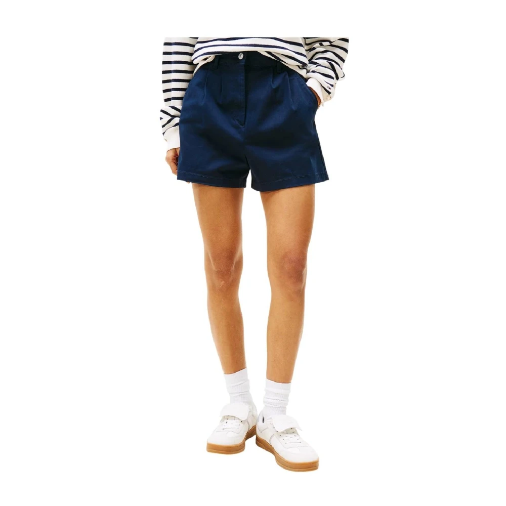 Tommy Hilfiger Women's Blue Short Shorts, W27, Pleated Claire Shorts