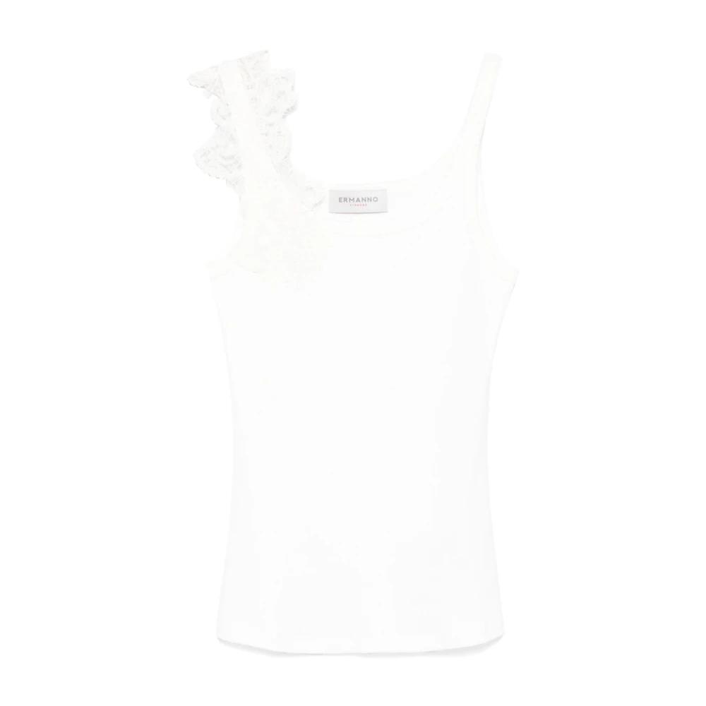 Ermanno Scervino Witte Mouwloze Geribbelde Top White Dames