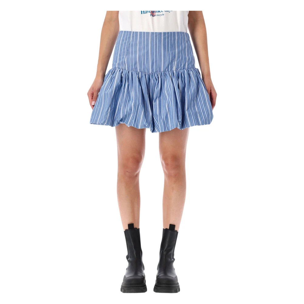 Ganni , Short Skirts, Female, Blue, S, Mini Skirt Stripe