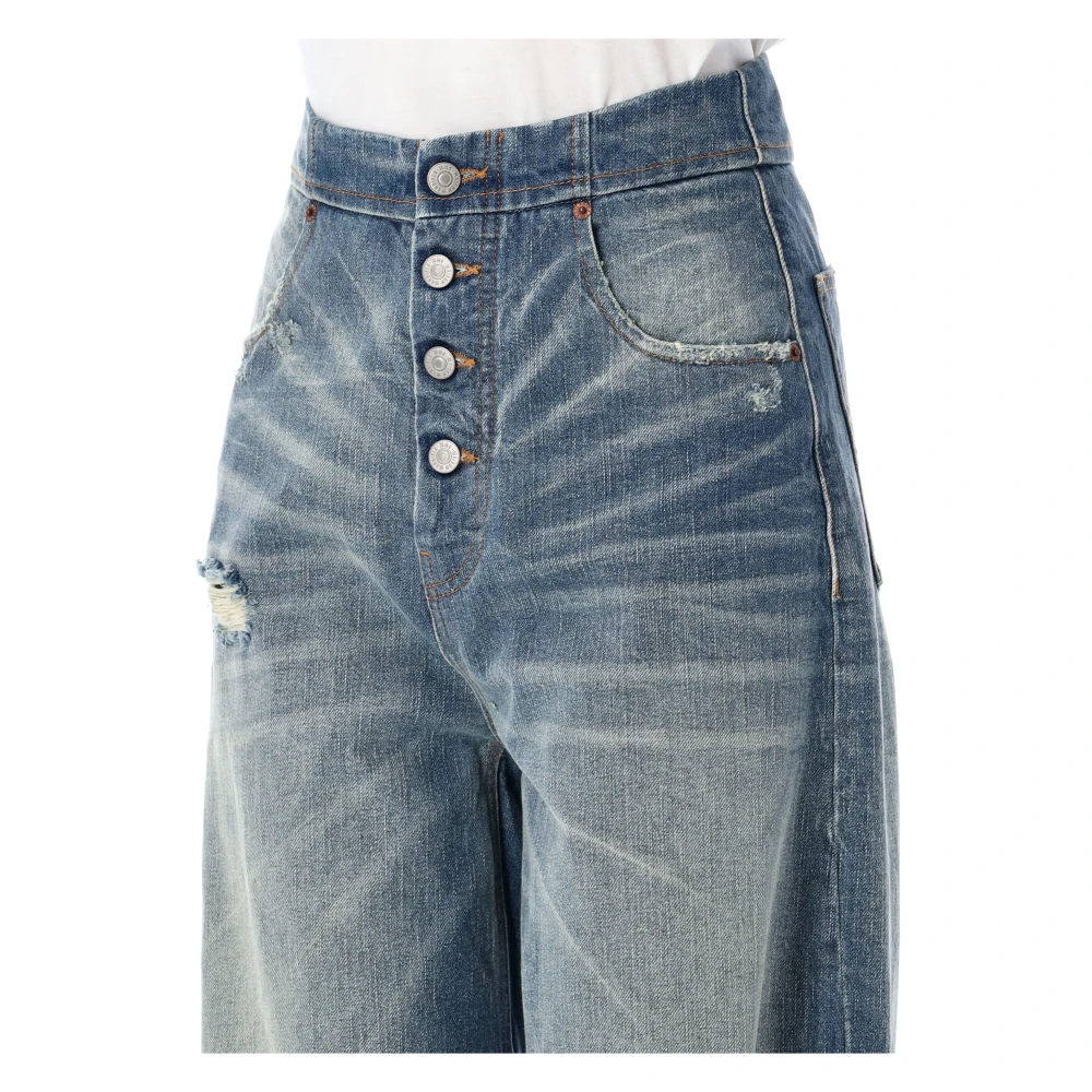 MM6 Maison Margiela Blue Denim Wide Leg Jeans Blue Dames