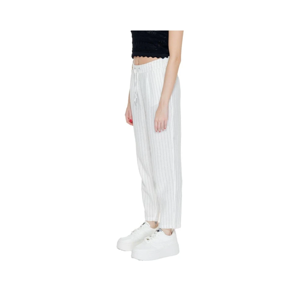 Only Linnenmix regelmatige broek Damescollectie White Dames