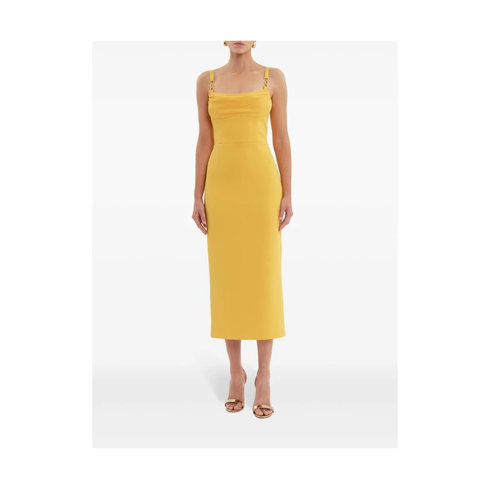 Rebecca Vallance Gele Cowl Neck Mouwloze Jurk Yellow Dames