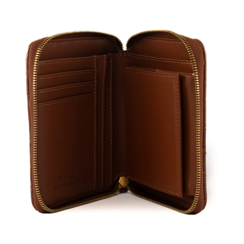 pinko Bruin Leren Portemonnee Love Birds Brown Dames
