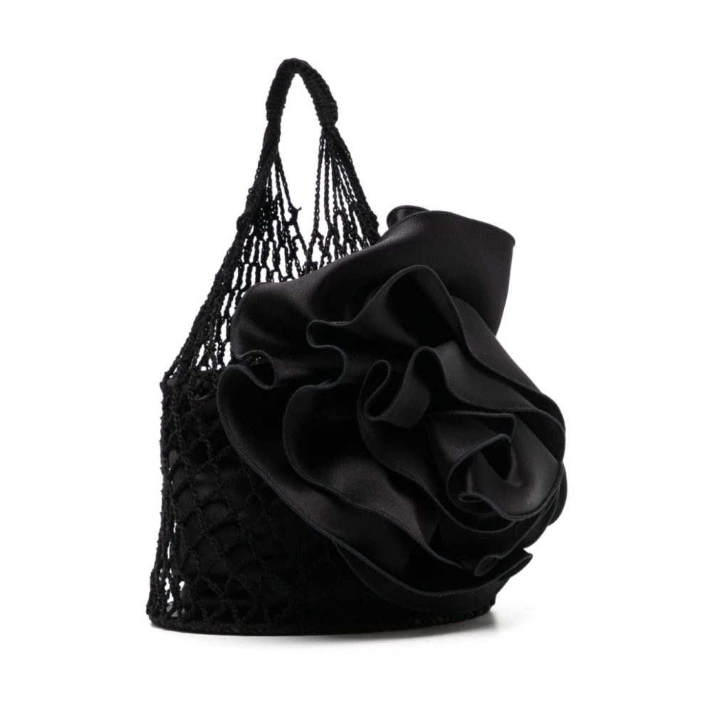 Magda Butrym Gehaakte Bloem Mini Tas Zwart Black Dames
