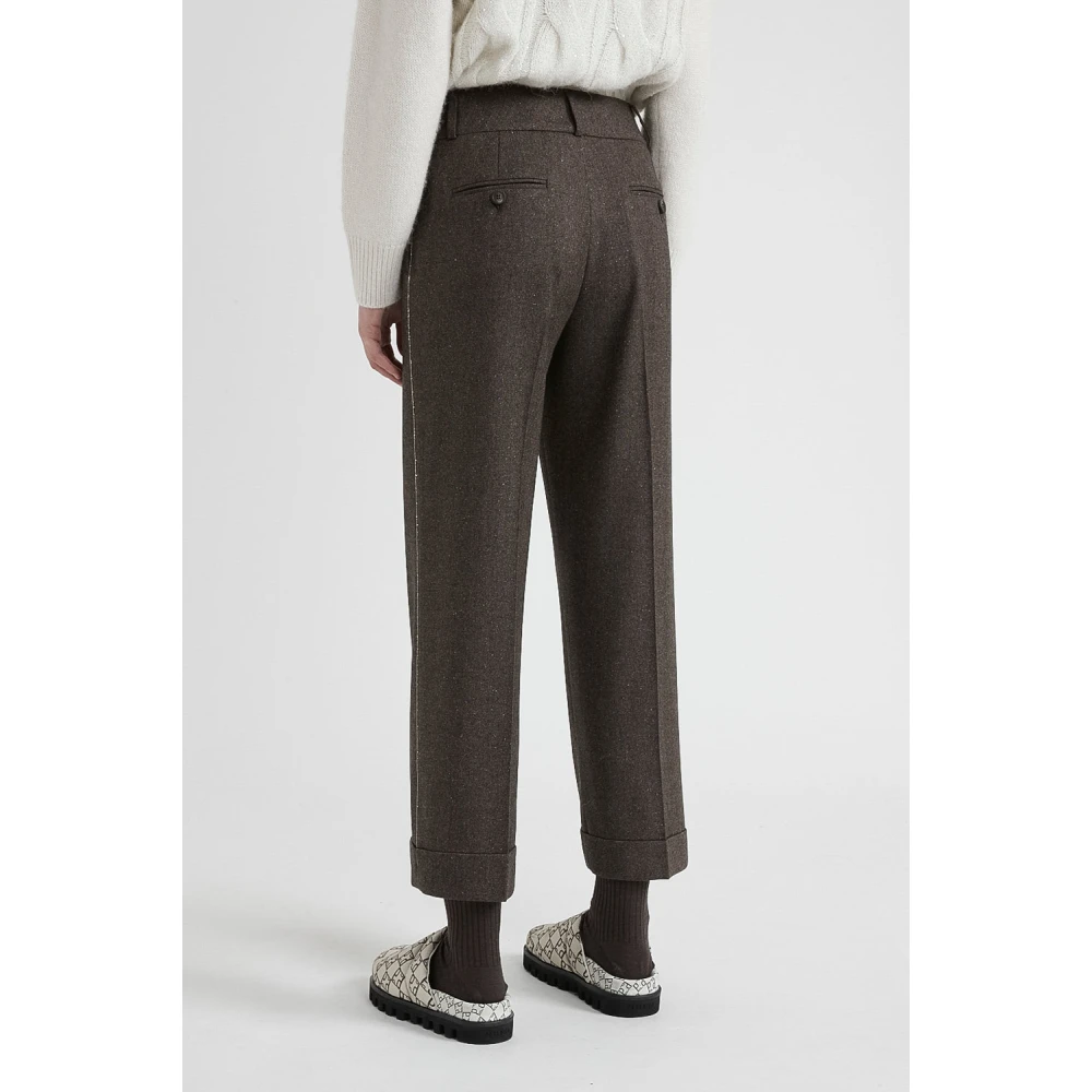 PESERICO Wol kasjmier en zijden broek Brown Dames