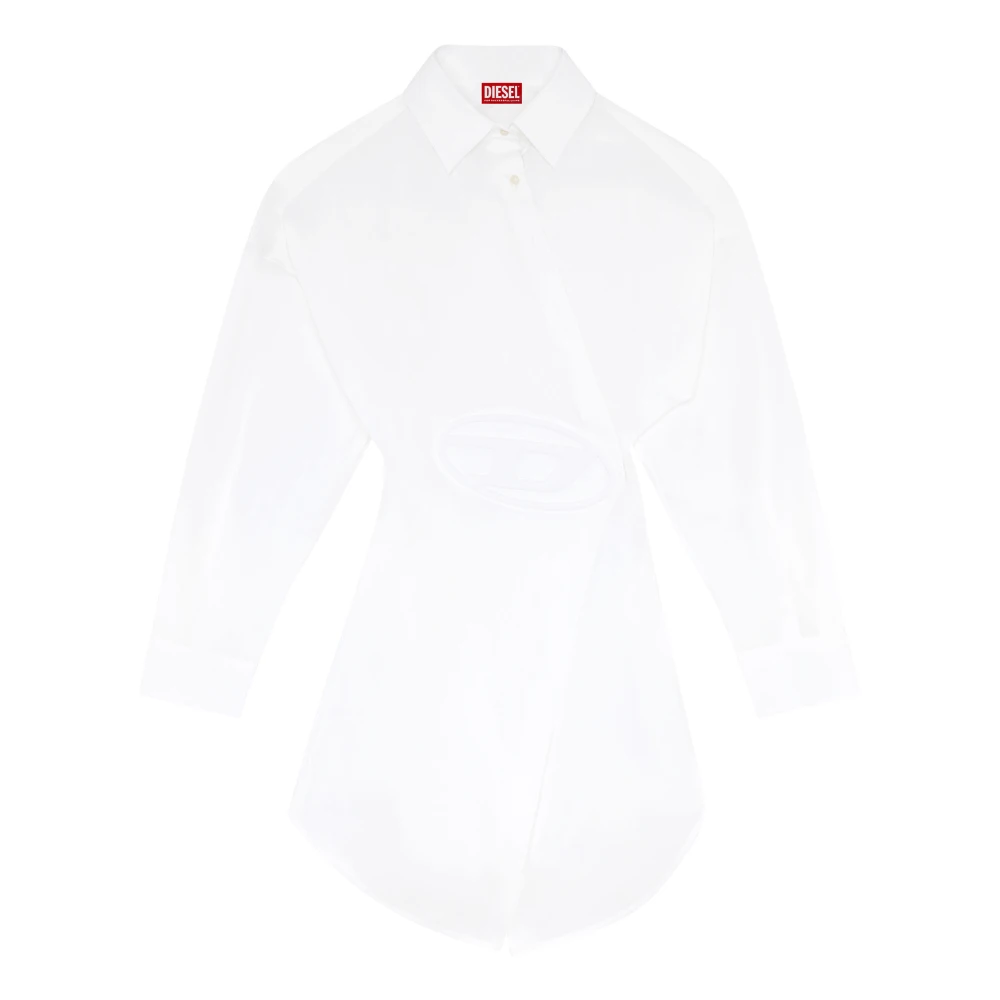 Diesel Short shirt dress in stretch poplin White Dames