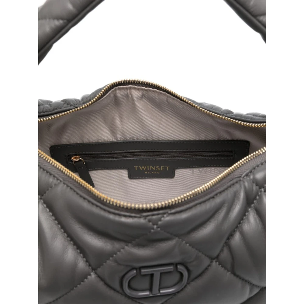 Twinset Grijze Diamantquilted Handtas Gray Dames