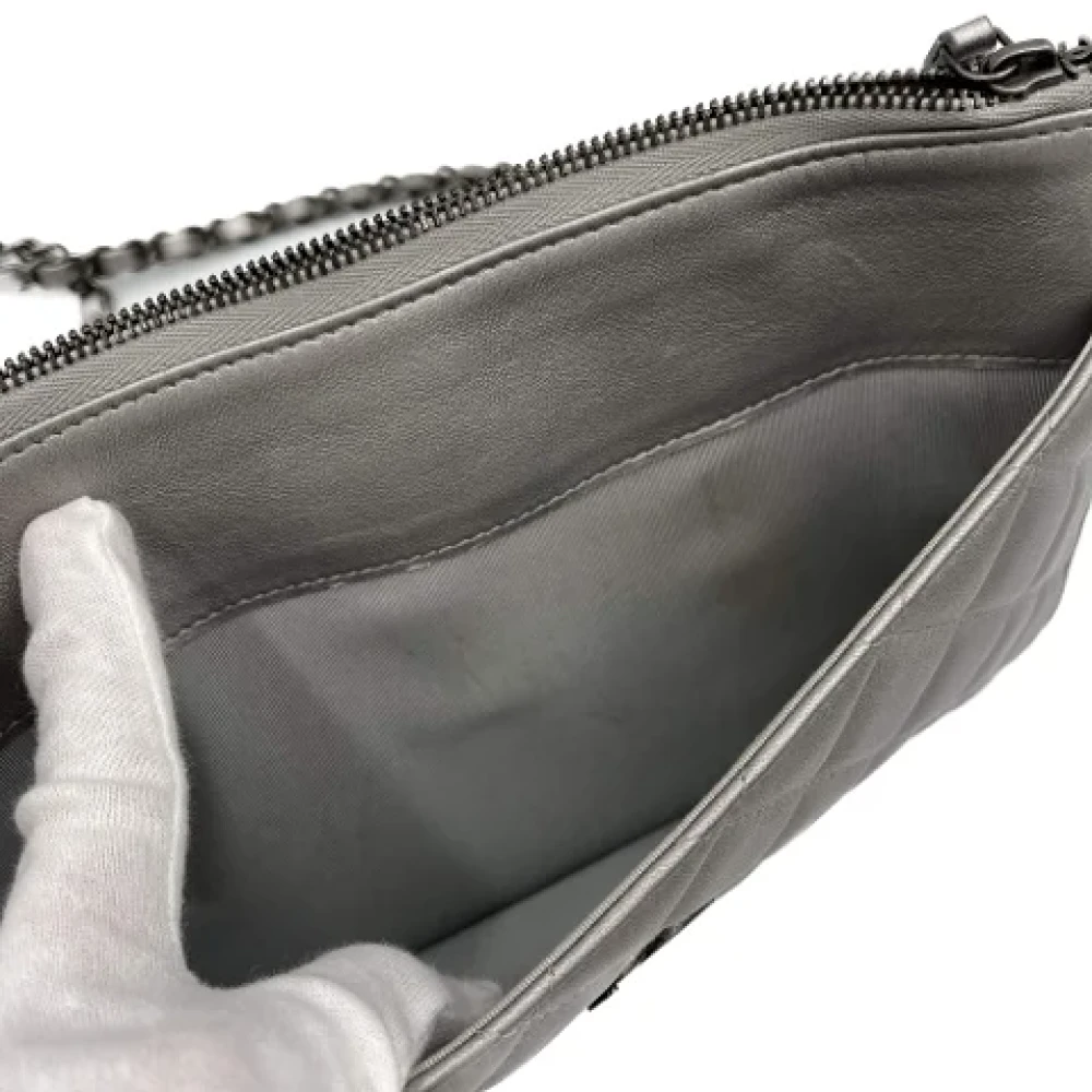 Chanel Vintage Pre-owned Leather chanel-bags Gray Dames