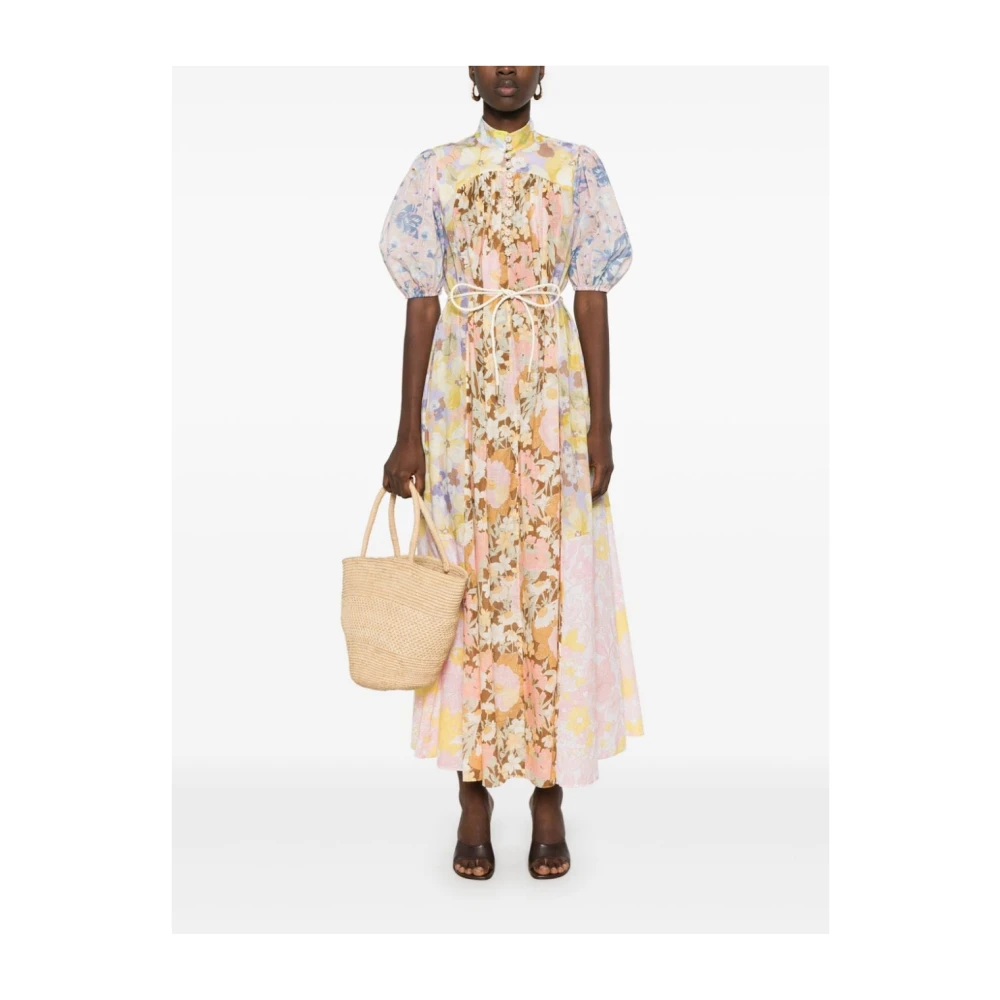 Zimmermann Pop Puff Sleeve Maxi Jurk Multicolor Dames