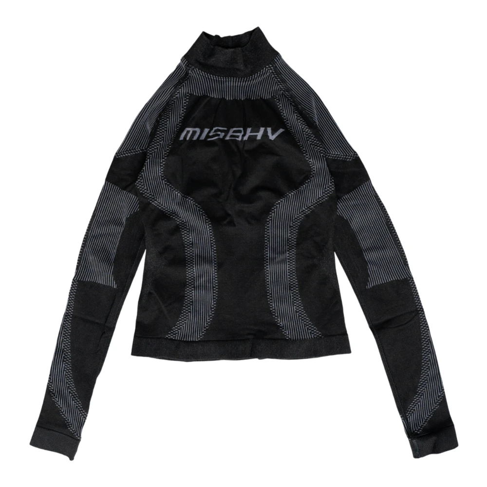 Misbhv Zwarte Sport Longsleeve met Jacquard Patroon Black Dames