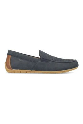 Blå Klassiska Stängda Mockasiner Loafers